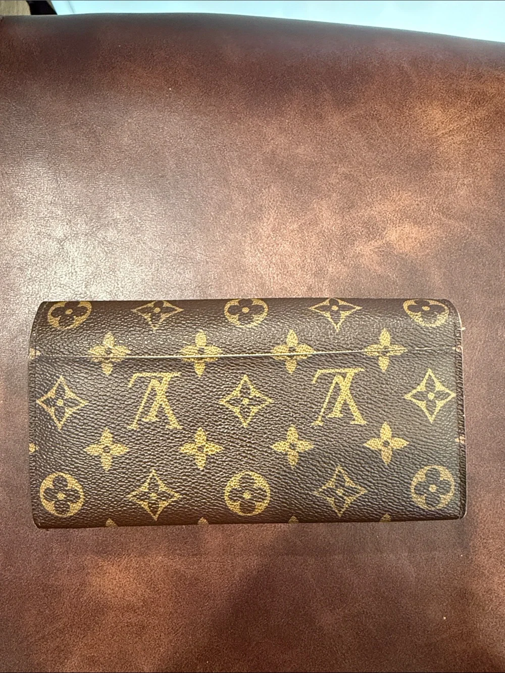 Louis Vuitton Monogram Canvas Envelope Wallet in Brown and Gold